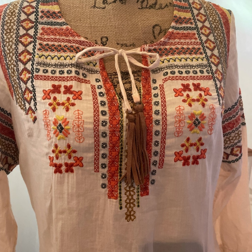 Bob Timberlake embroidered hippie boho blouse M